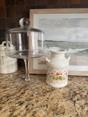 Vintage Floral Ceramic Utensil Holder Milk Jug Vase Cottagecore Decor